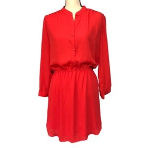 CHARLES HENRY Long Sleeve Dress Pockets Orange Sz M
